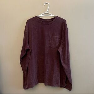 Original Use Deep Burgundy Stone Wash Long Sleeve Cotton Tee – Size XL EUC